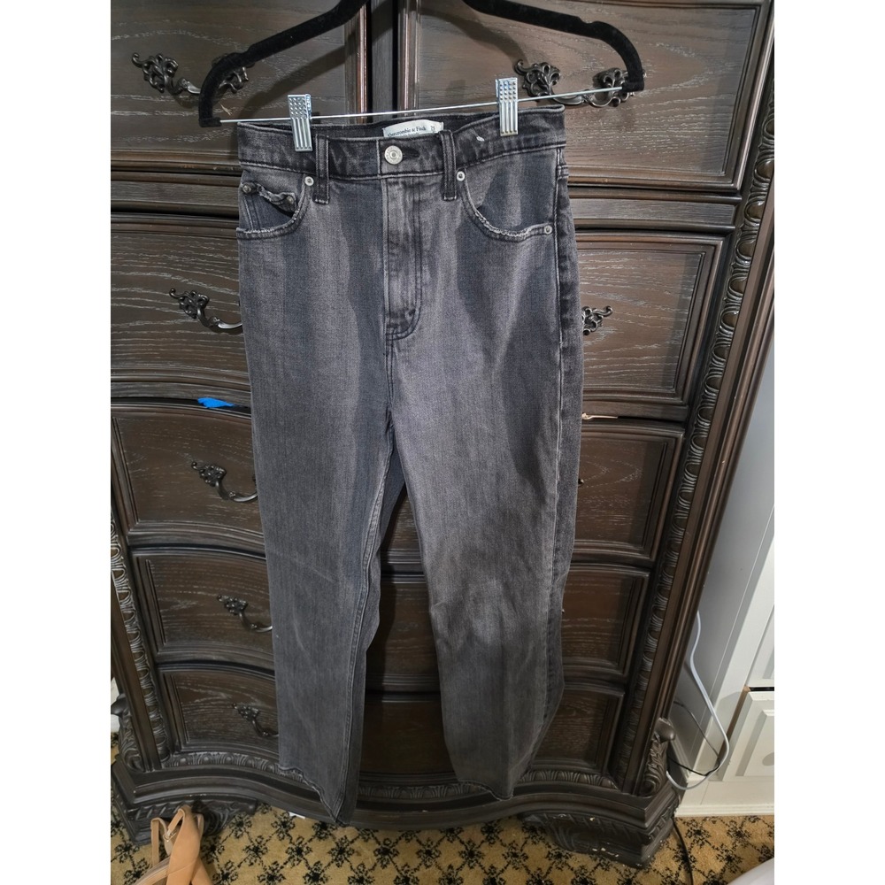 Abercrombie & Fitch The Ankle Straight Ultra High Rise Jeans Washed Black 25 0R